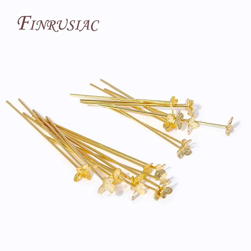 Butterfly Flat Head Pins 18K Gold Plated – 30mm & 40mm DIY Jewellery