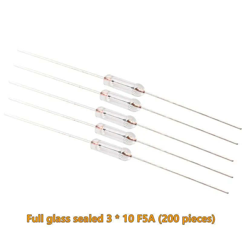 200PCS 3x10mm Axial Fast Glass Fuses 0.5A 1A 2A 3A 5A with Lead Wire