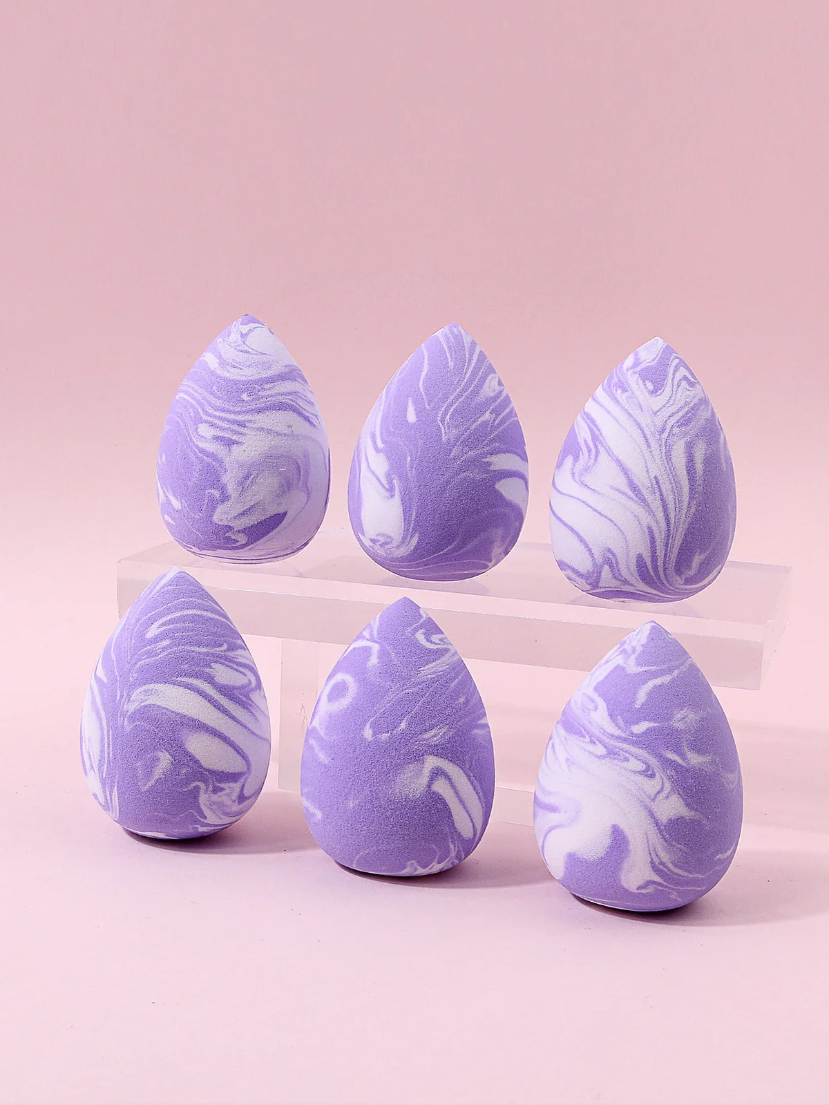 6-Piece Purple Marble Makeup Sponge Set – Latex-Free Blender