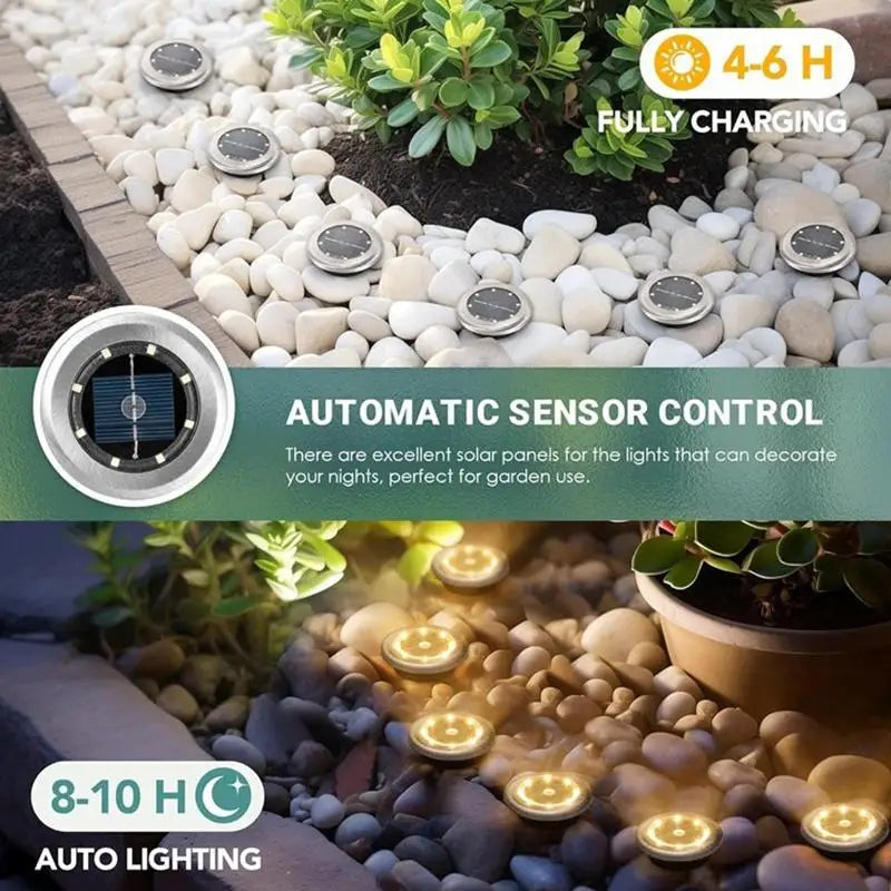 8 LED Solar Ground Light – Waterproof Garden Path Lawn Lamp