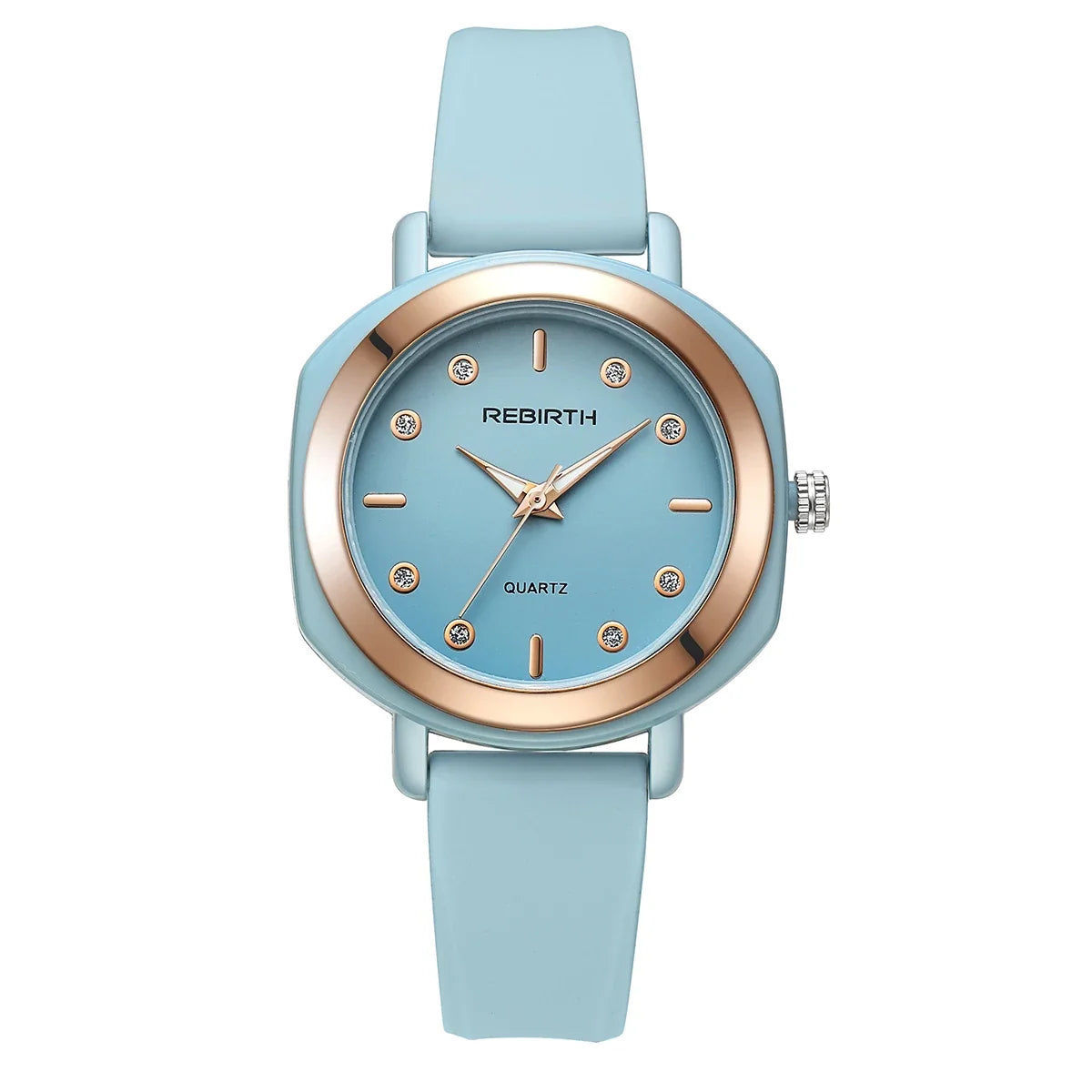 REBIRTH Women's Quartz Watch – Silicone Strap Numberless Dial