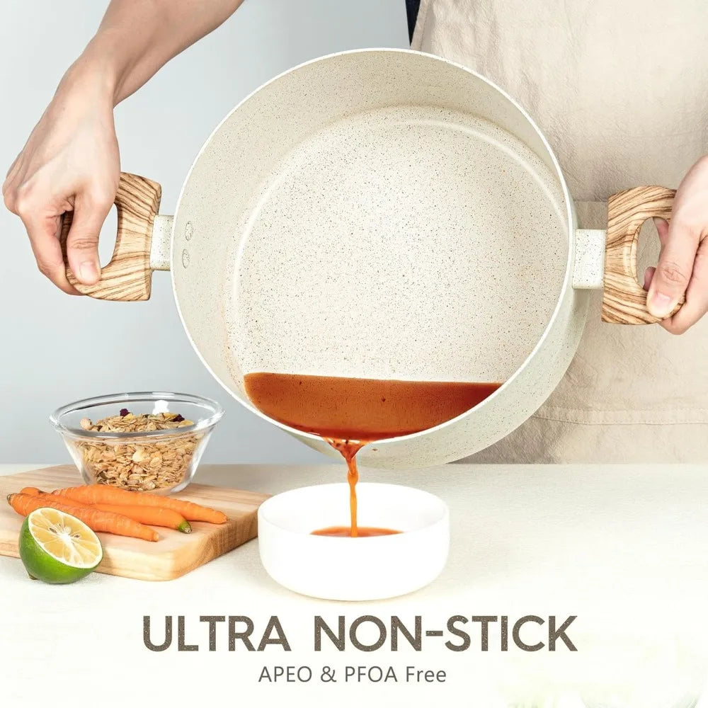 Nonstick Aluminum Stock Pot with Lid & Stay-Cool Handle