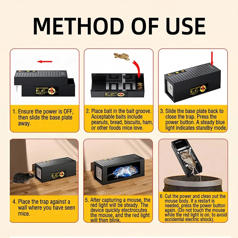 1800V Electronic Mouse Trap – Smart Touchless Auto Rodent Trap
