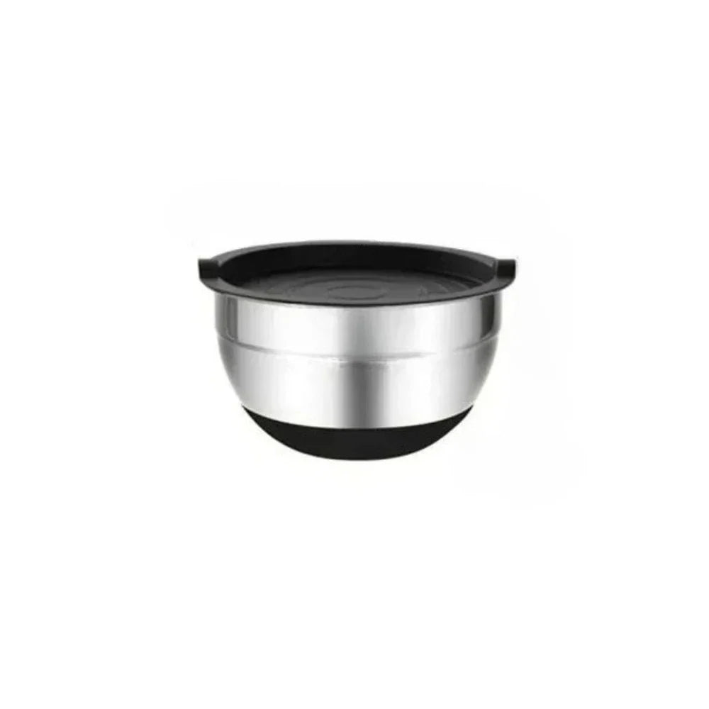 Stainless Steel Mixing Bowls with Airtight Lids & Silicone Base