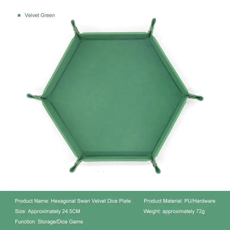 Hexagonal PU Leather Dice Tray – Foldable Board Game Organizer