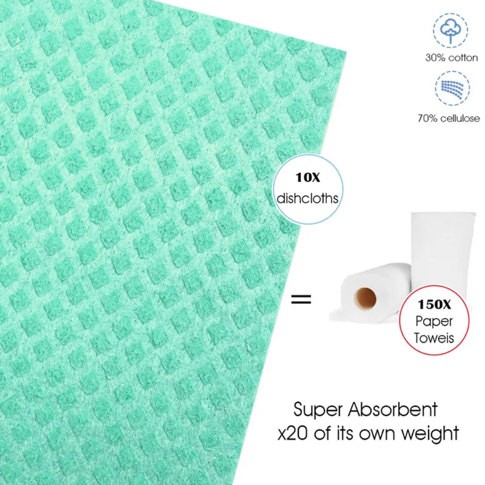 10-Pack Reusable Cellulose Sponge Dishcloths | Swedish Kitchen Cloths