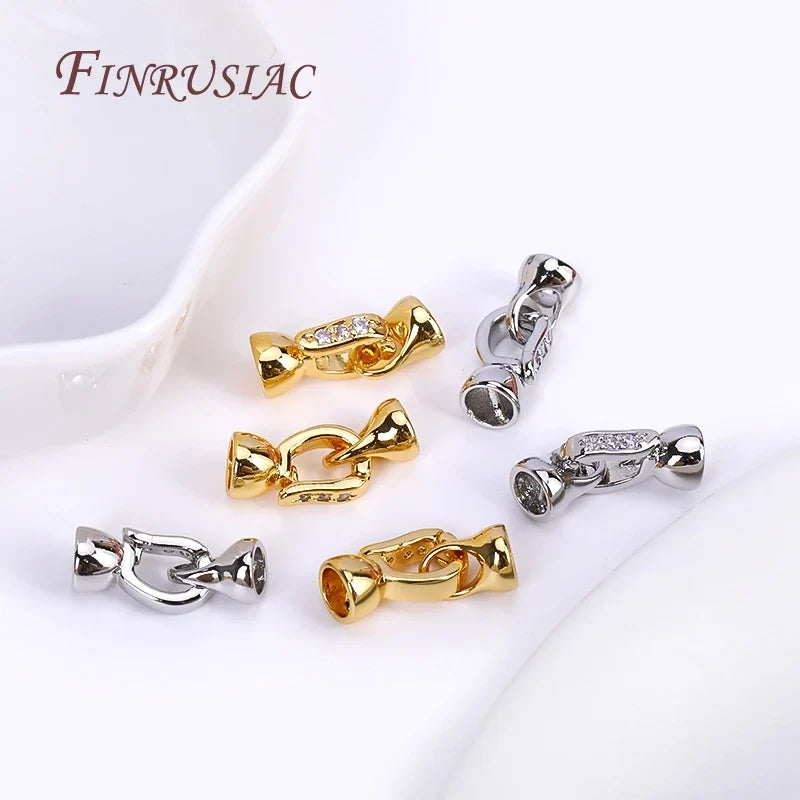 18K Gold Plated Zircon Lock Clasp for DIY Jewelry Making