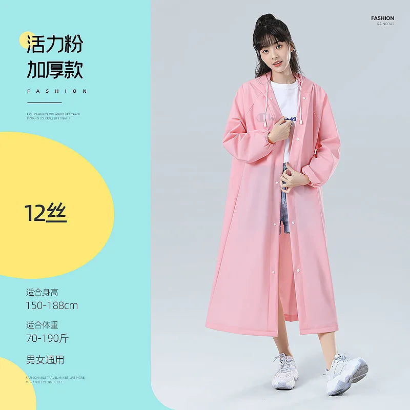 Reusable EVA Waterproof Rain Poncho – Transparent Adult Raincoat