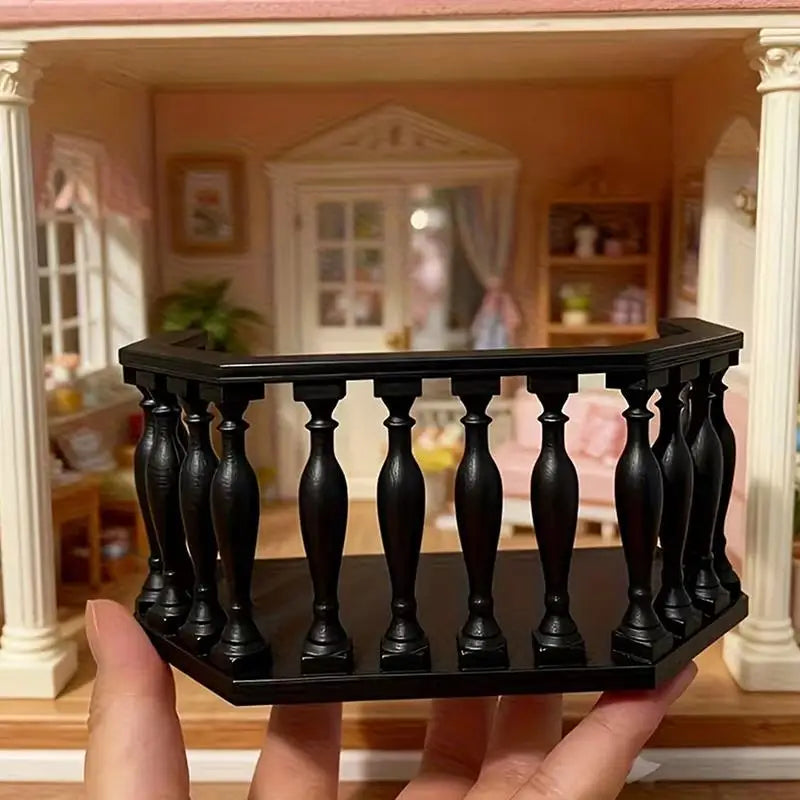 Miniature Dollhouse Balcony with Railing – European DIY Decor
