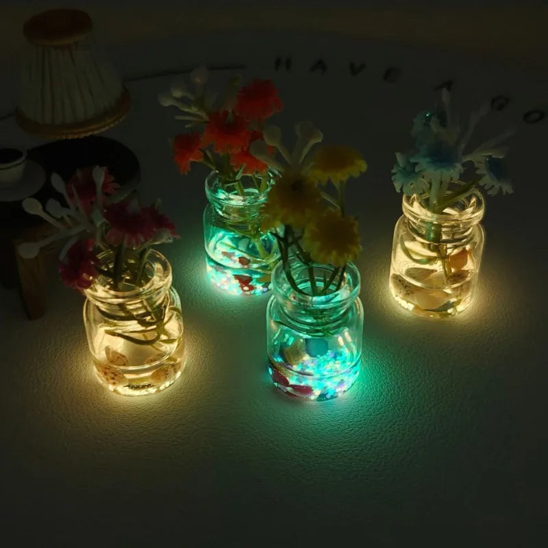4-Pack Glow in the Dark Glass Mini Vase Set – Home & Car Decor