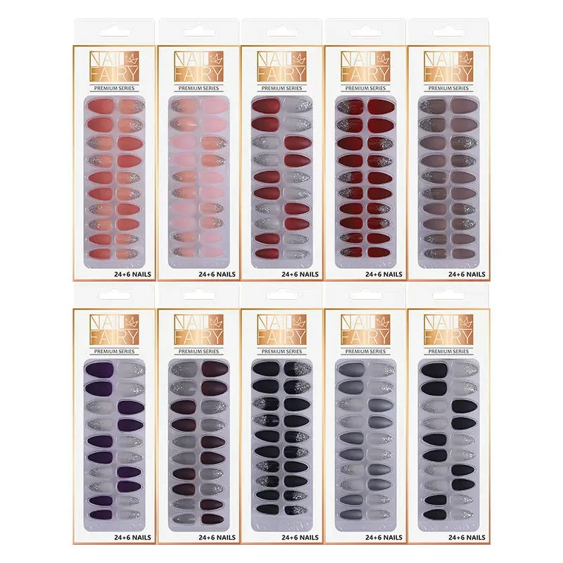 24Pcs Stiletto Press-On Nails Gradient Full Cover Mid-Length