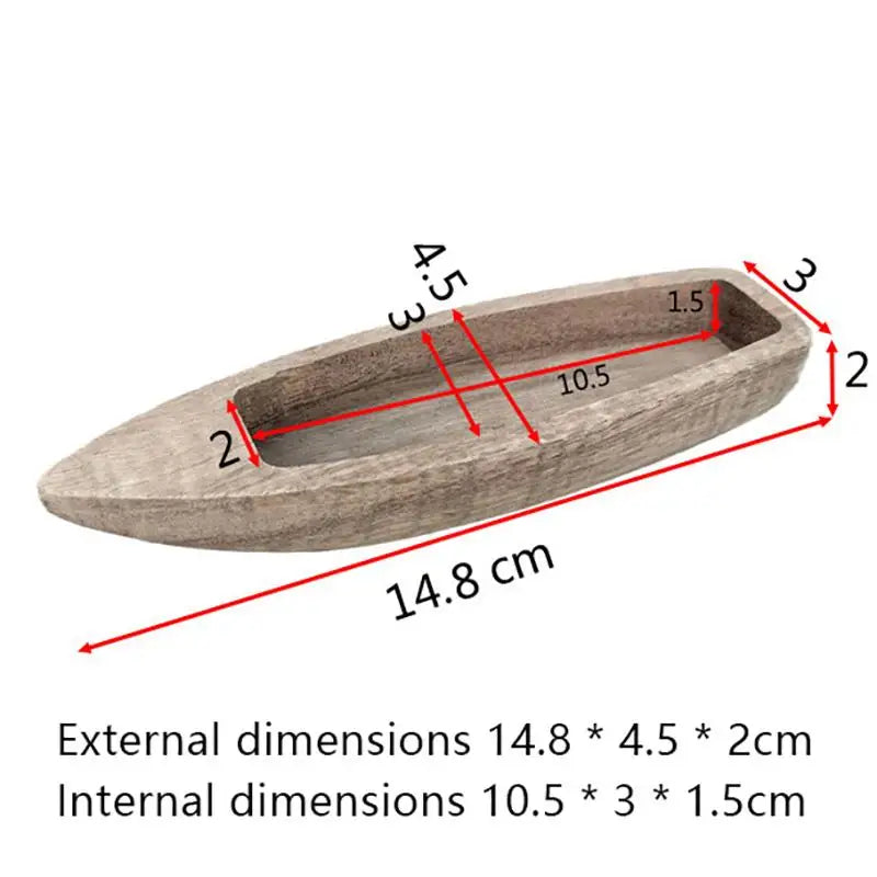 Handcrafted Wooden Boat Model Miniature Vintage Canoe Ornament