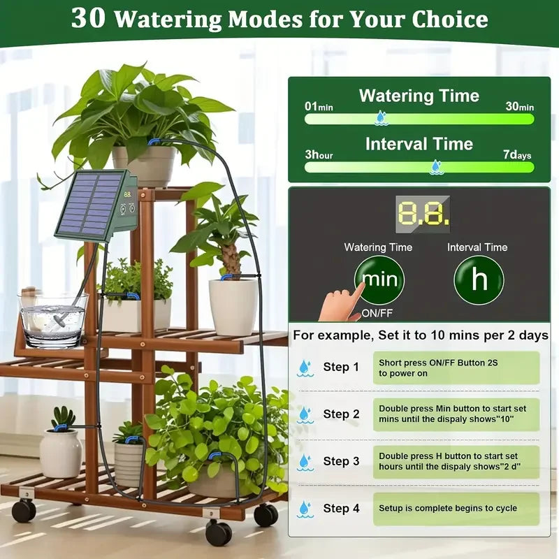 Solar Automatic Drip Irrigation System for Gardens & Raised Beds