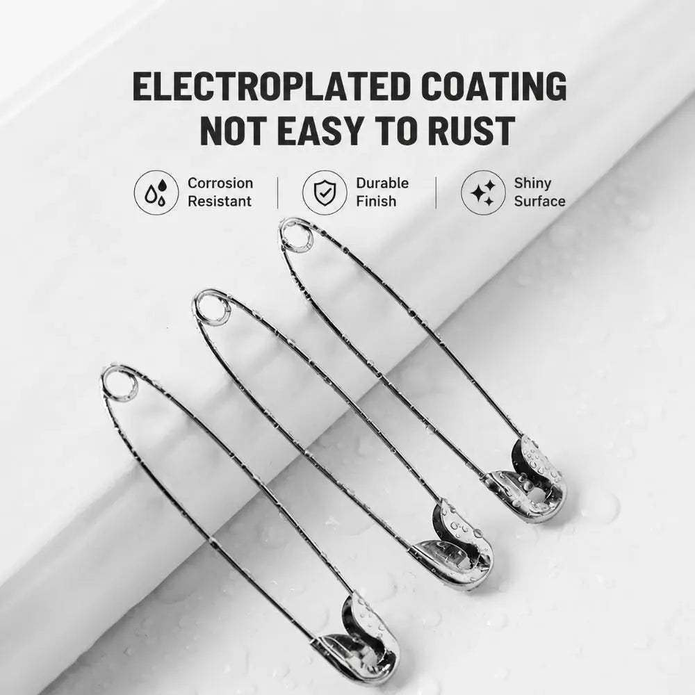 Multi-Size Rust-Proof Stainless Steel Safety Pins with Storage Box