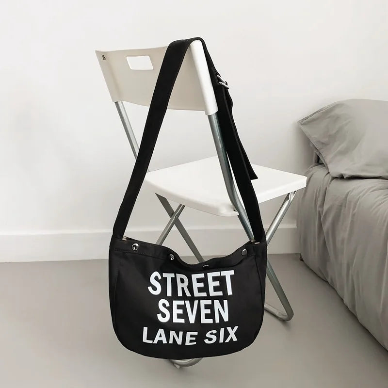 Japanese Puppy Print Canvas Crossbody Tote Bag – Unisex