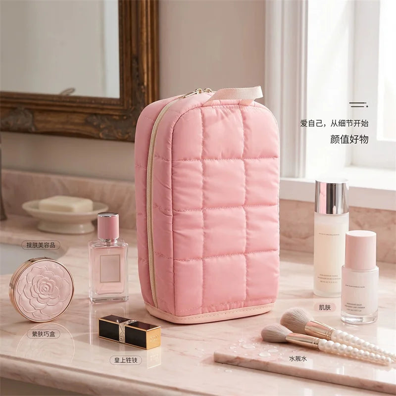Standing Makeup Brush Bag – Large Capacity Cosmetic Organizer