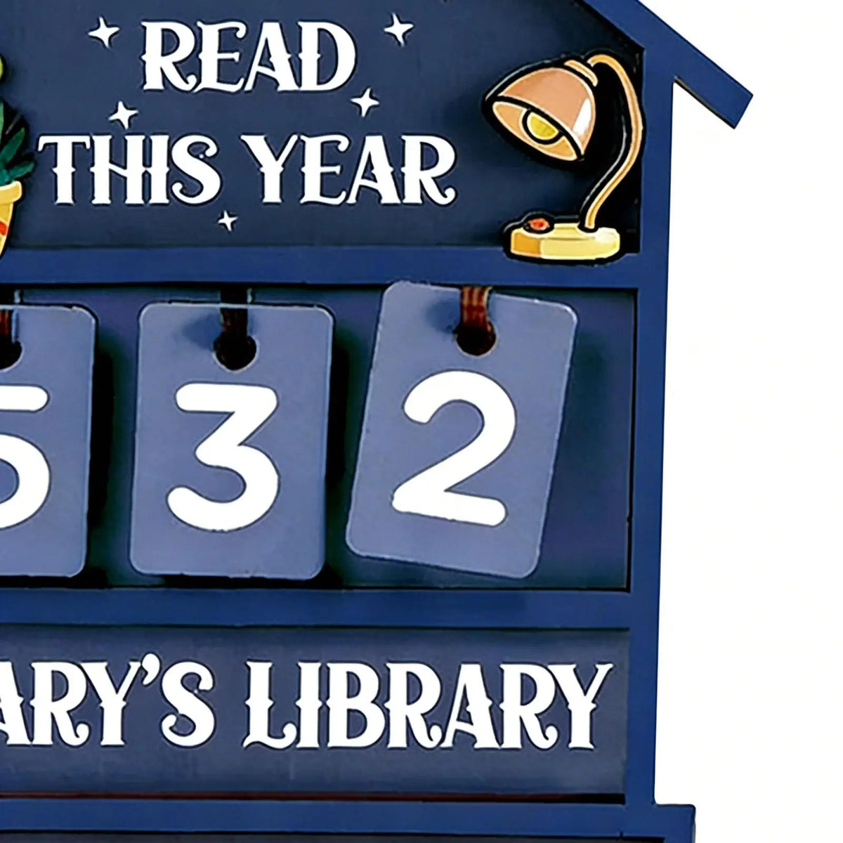 Wooden Book Counter Tracker – Annual Reading Sign & Shelf Decor