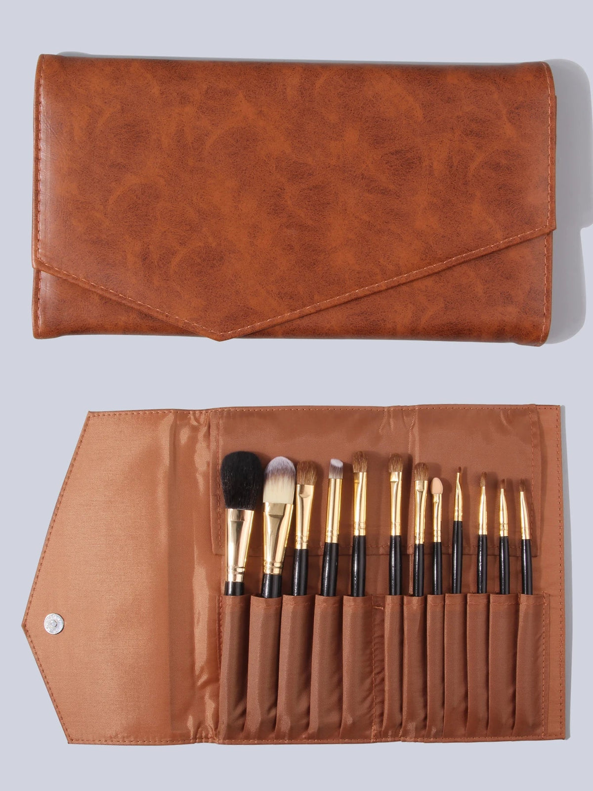 Nixie Folding PU Leather Makeup Brush Storage Bag