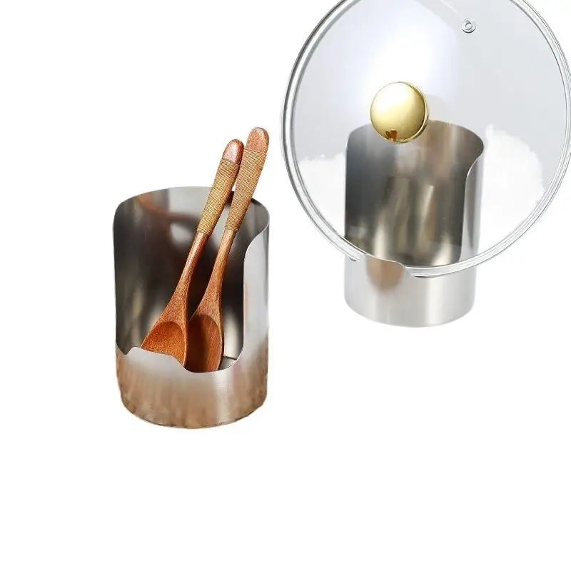 Stainless Steel Spoon & Pot Lid Holder – 2-in-1 Utensil Rack