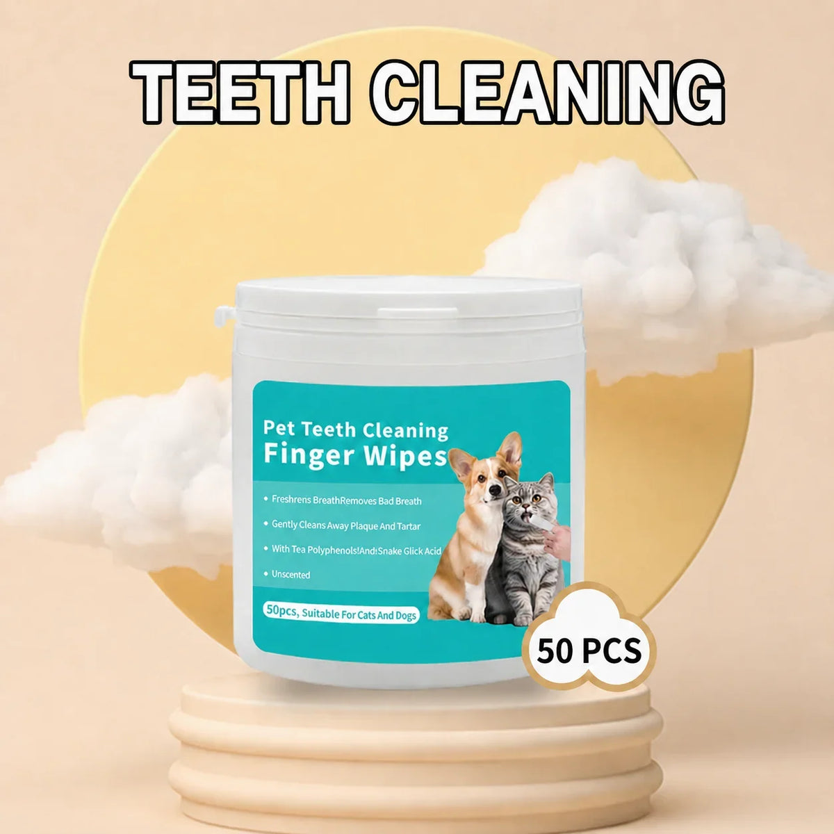 Pet Grooming Wipes for Eyes, Ears & Teeth – Dogs & Cats
