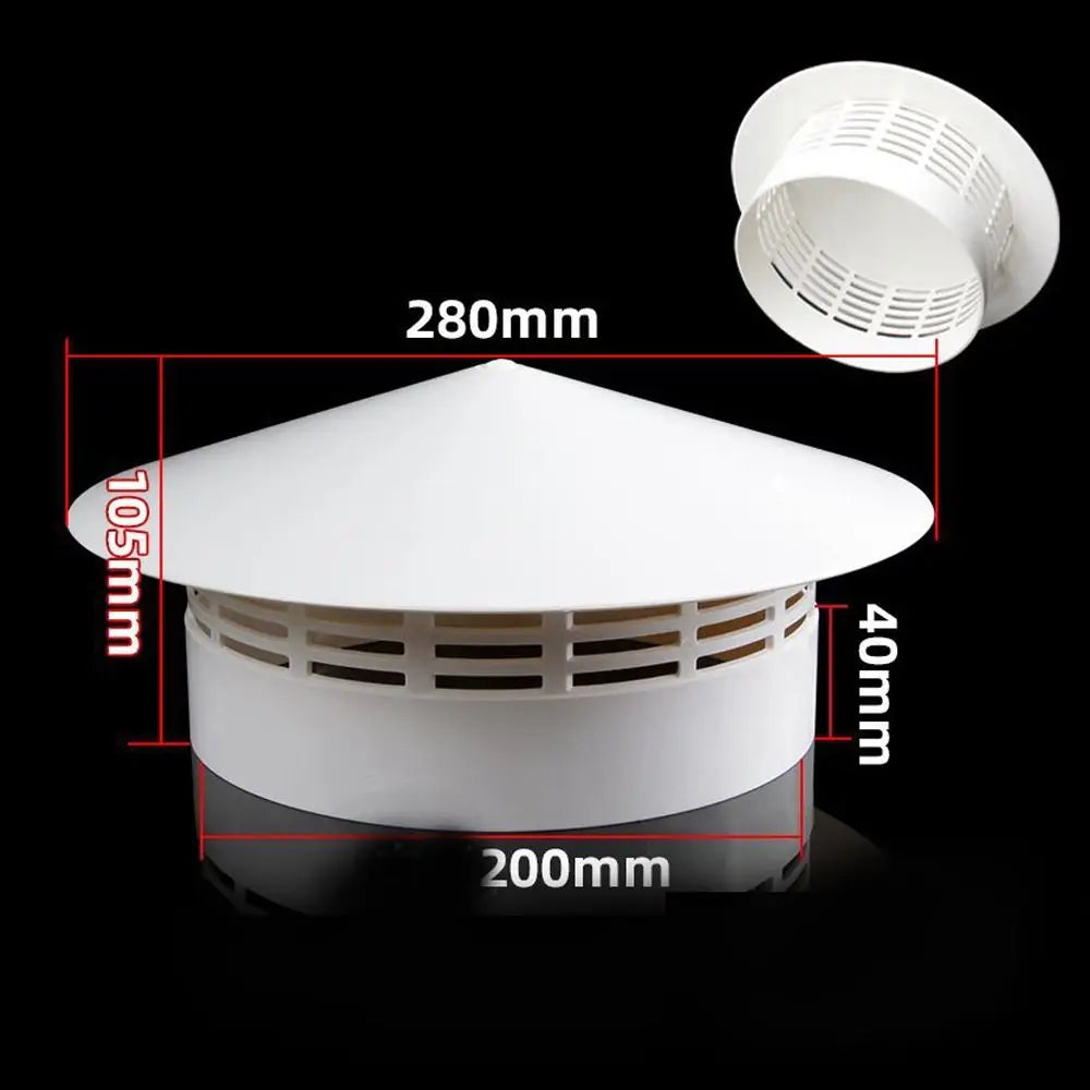PVC Ventilated Rain Cap 75–200mm Roof Duct Exhaust Vent Hood Cover
