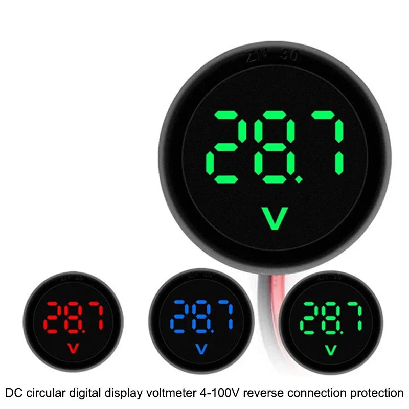 Waterproof DC 4-100V LED Digital Voltmeter Panel Gauge