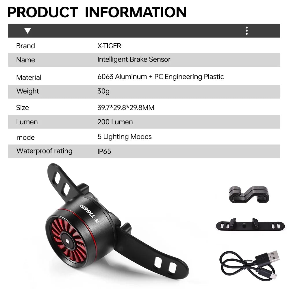 X-TIGER Vortex Bike Tail Light | USB Rechargeable, IP65, 5 Modes