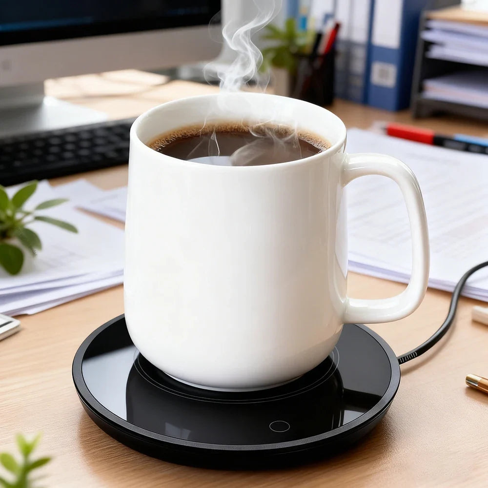 USB Electric Mug Warmer – 3 Temp Settings & Auto Shut-Off