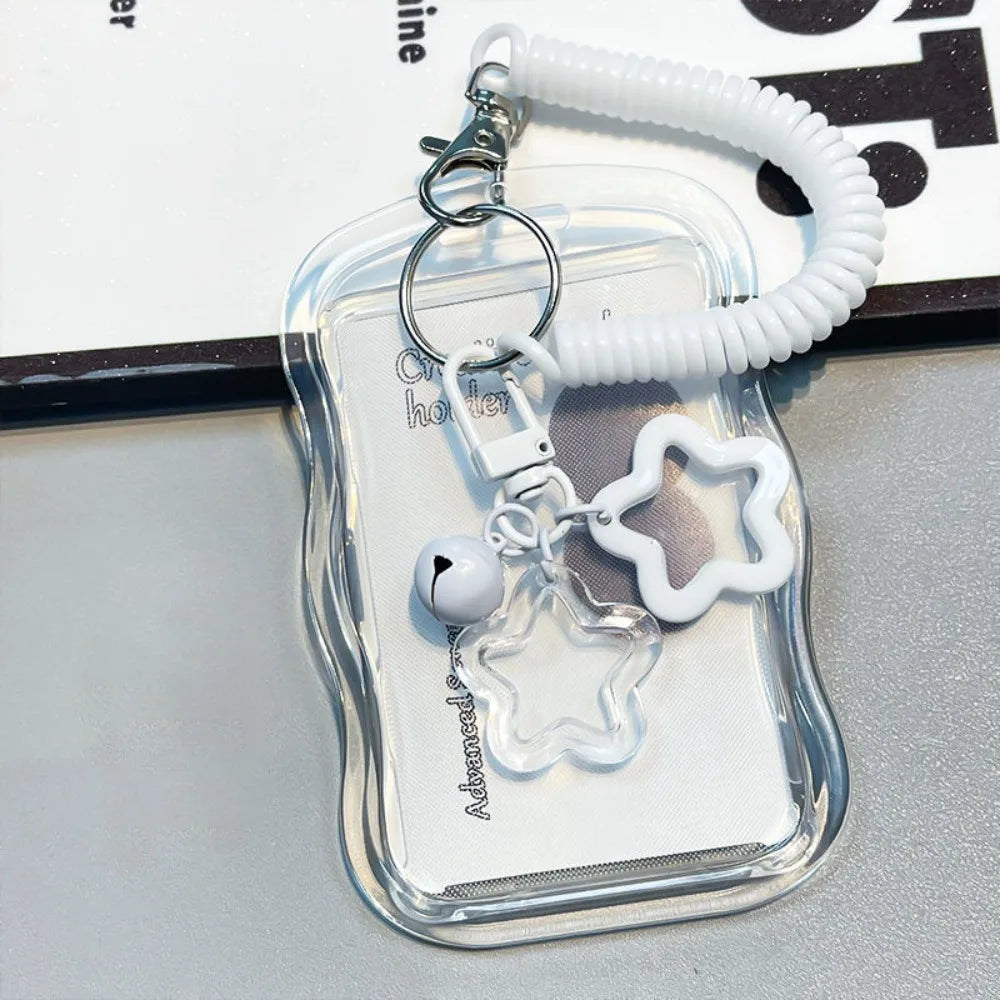 Silicone Kpop Photocard Holder Star Keychain Sliding Cover