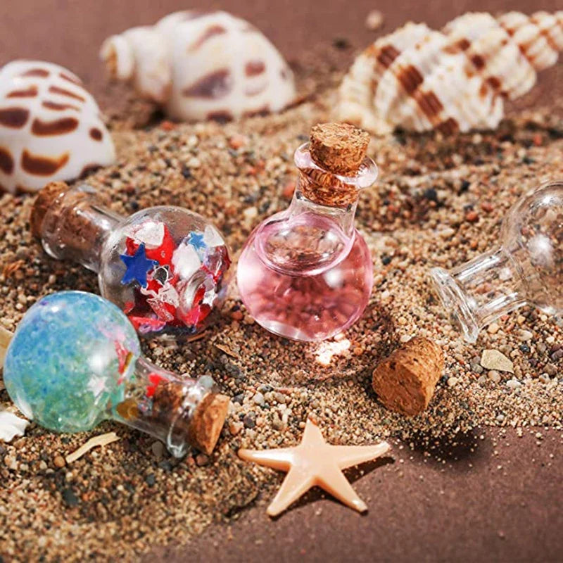 10x Mini Cork Glass Bottles – Tiny Vials for Weddings & DIY
