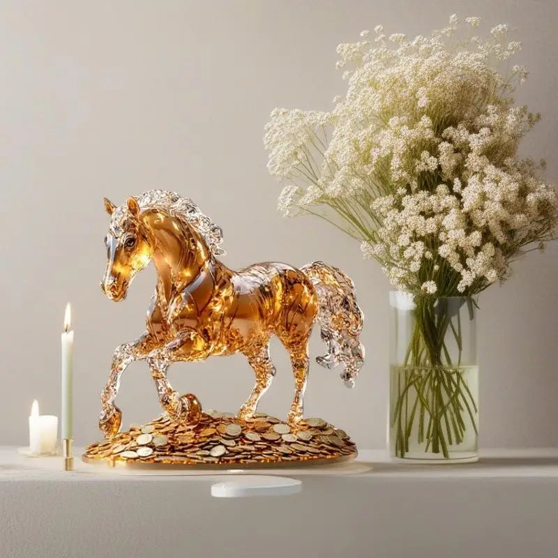 Acrylic Horse Stand Decoration – 2D Flat Modern Tabletop Ornament