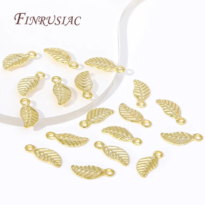 18K Gold Plated Leaf Tag Charm Pendants – DIY Jewelry Findings