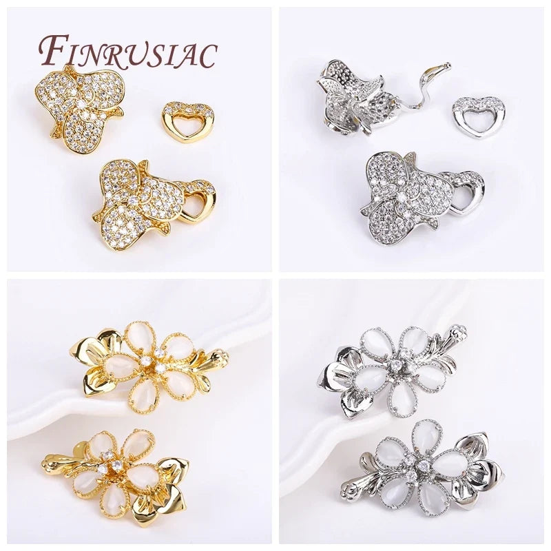 18K Gold Plated Zircon Magnetic Pearl Clasp | DIY Jewelry Findings