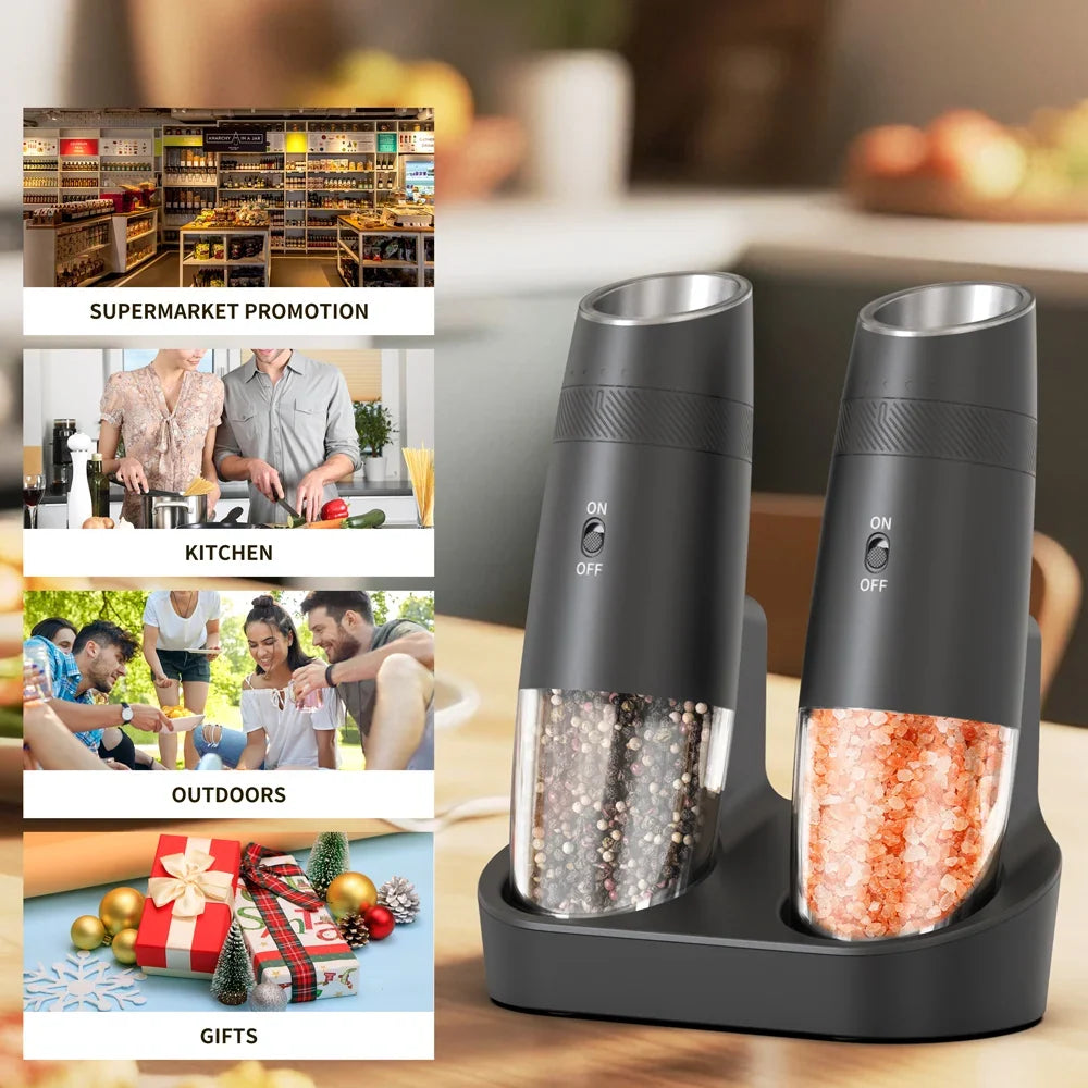 CLITON USB Rechargeable Automatic Salt & Pepper Grinder Set