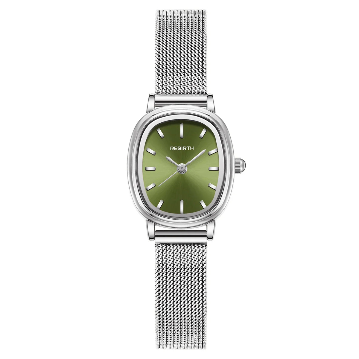 Retro Oval Silver Quartz Watch – Milanese Mesh Strap for Women