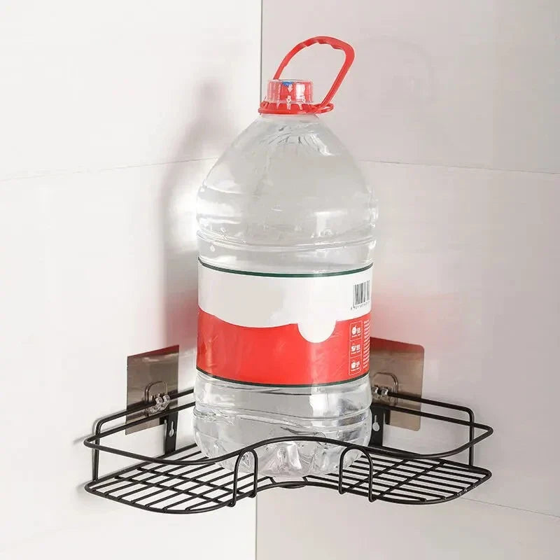 No-Drill Wall Mounted Stainless Steel Corner Shelf & Storage Rack