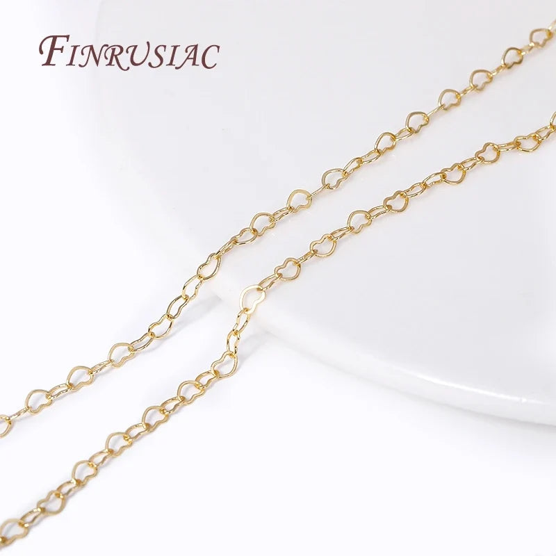 18K Gold Plated Heart Link Chain – DIY Bracelet & Necklace