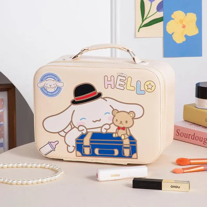 Sanrio Kawaii Makeup Bag with Mirror – Extra Large PU Leather