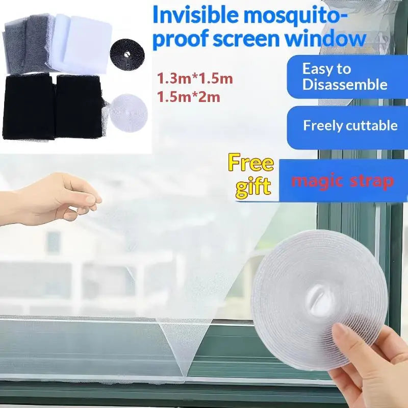 Cuttable Invisible Mosquito Window Screen | No-Drill Fly Mesh