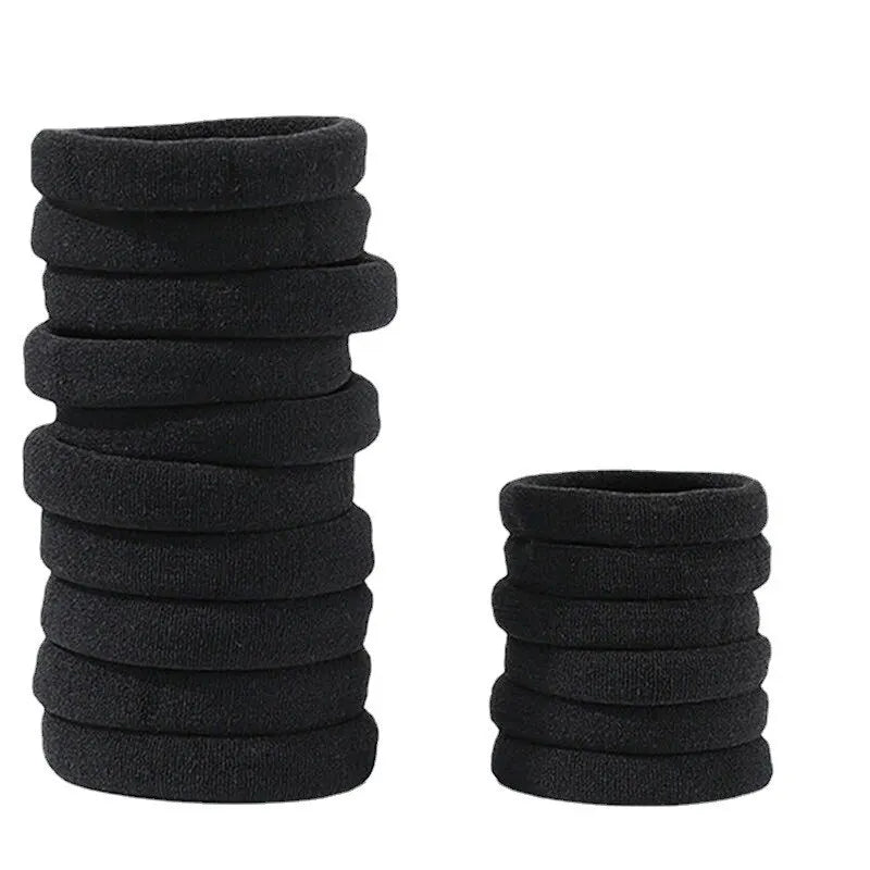 Black Seamless Elastic Hair Ties 50pcs – High Elasticity Bands