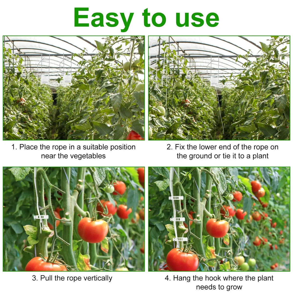 10-Pack Tomato Trellis Roller Hooks – Greenhouse Vine Support