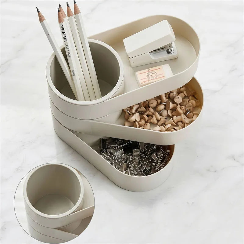 Rotating Multi-Layer Makeup Brush Organizer & Storage Box