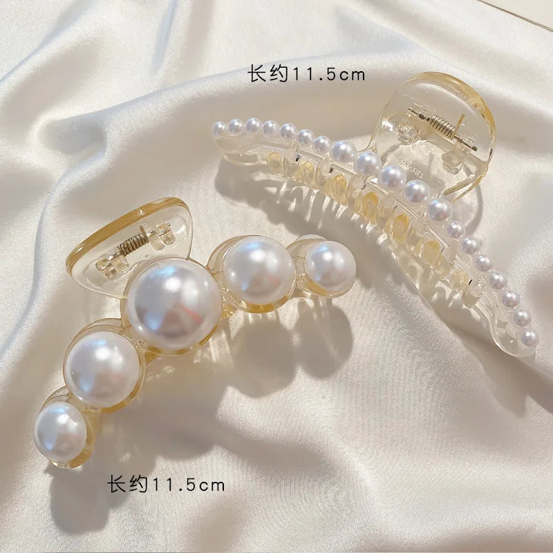 Pearl Hair Claw Clips for Women – Large Korean Shark Barrette