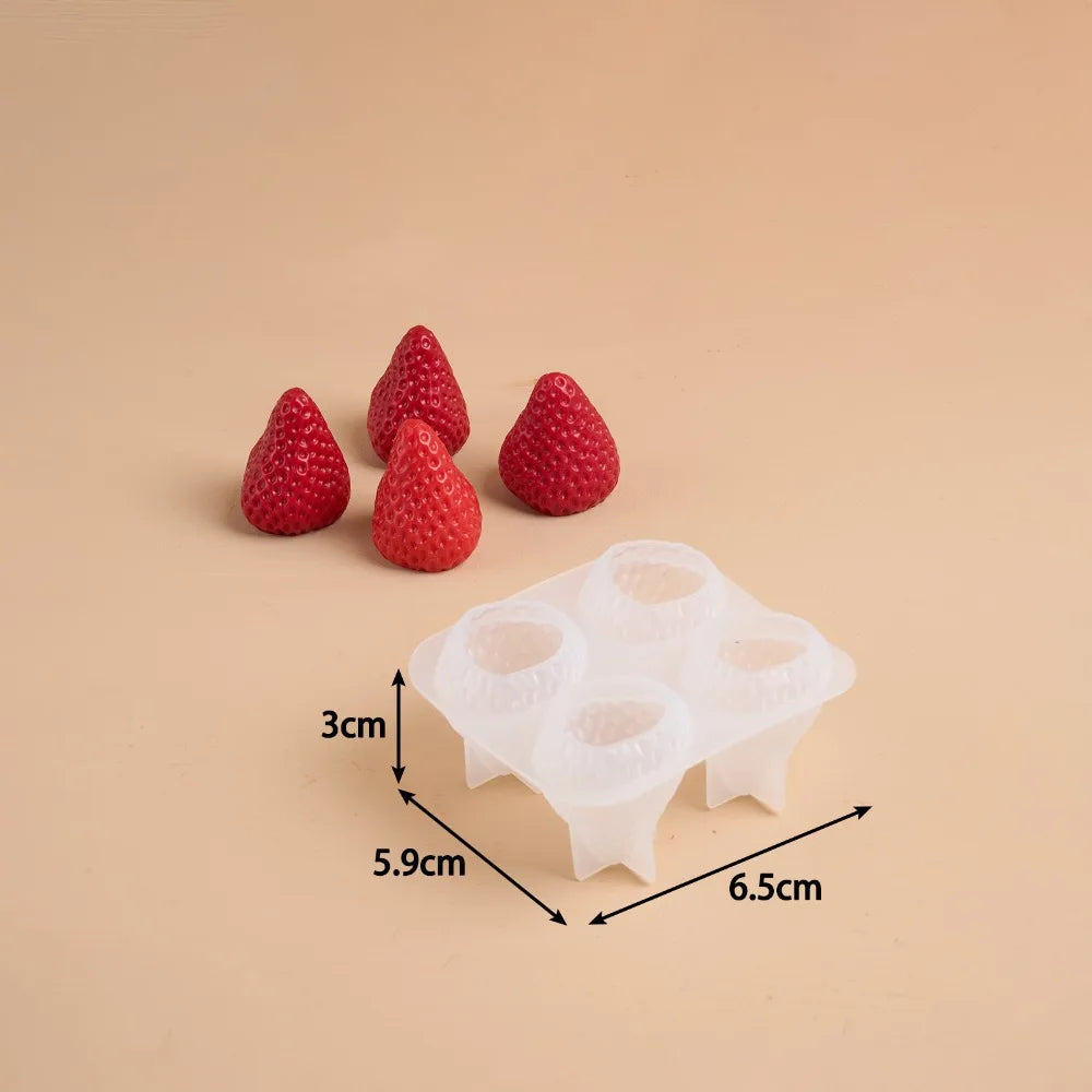 Silicone 3D Strawberry Mold – Candle Resin & Gypsum Casting