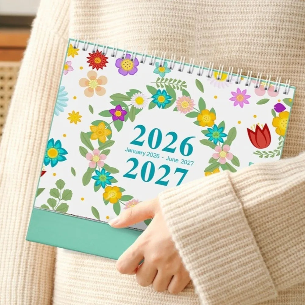 Cactus Desk Calendar 2026–2027 Small Flip Monthly Planner