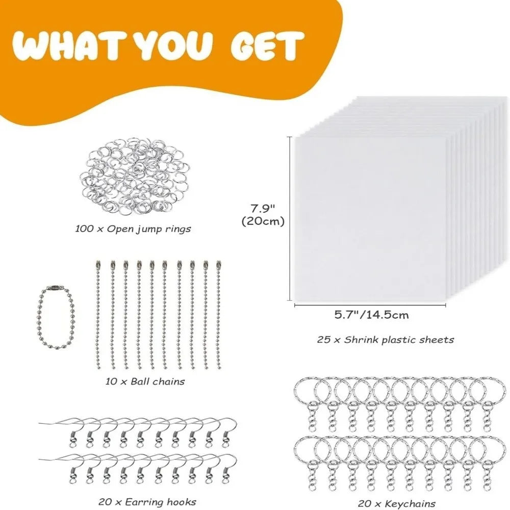 Shrink Plastic Sheet Kit – 25 Sheets & 150 Accessories DIY