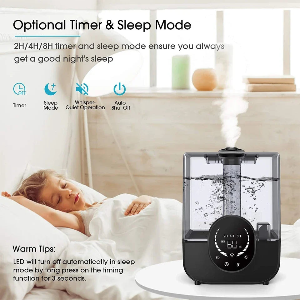 Smart Humidifier 5L Tank, 3-Gear, Timer & WiFi – Home & Office