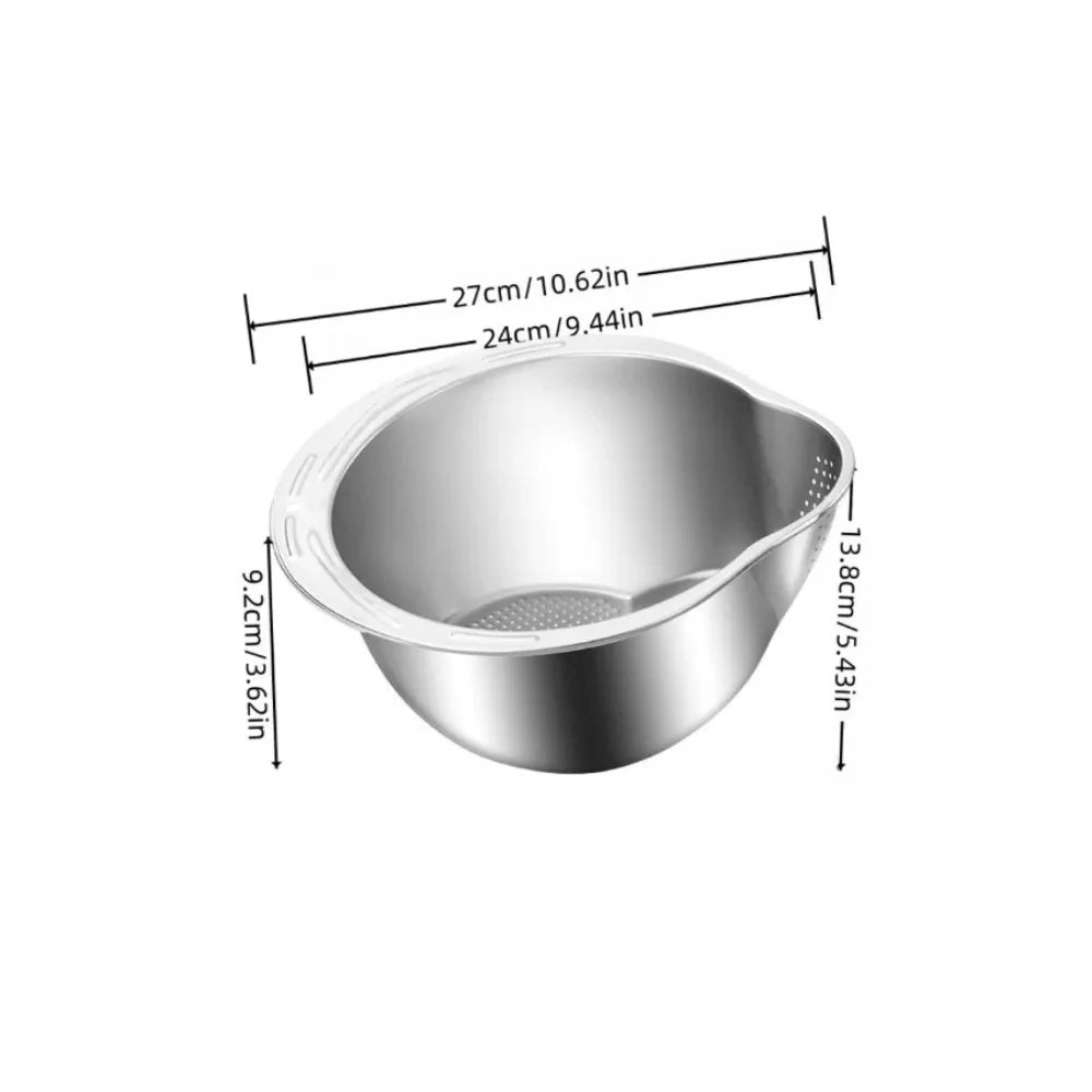 Stainless Steel Rice Washing Bowl & Vegetable Fruit Colander