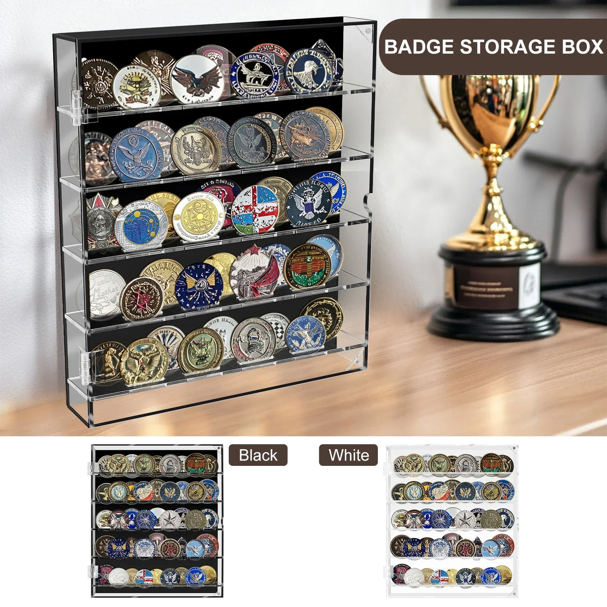5-Layer Acrylic Coin Display Case – 45-Slot Medal Organizer