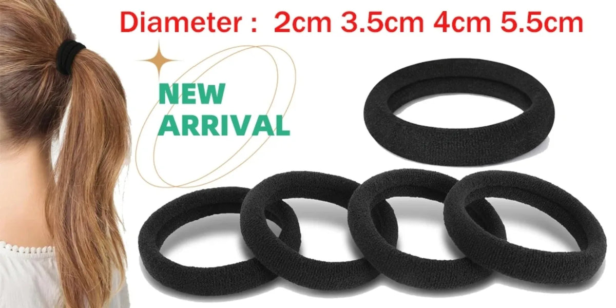 Black Elastic Hair Ties 4MM Ponytail Holders 10/30/50 Pack
